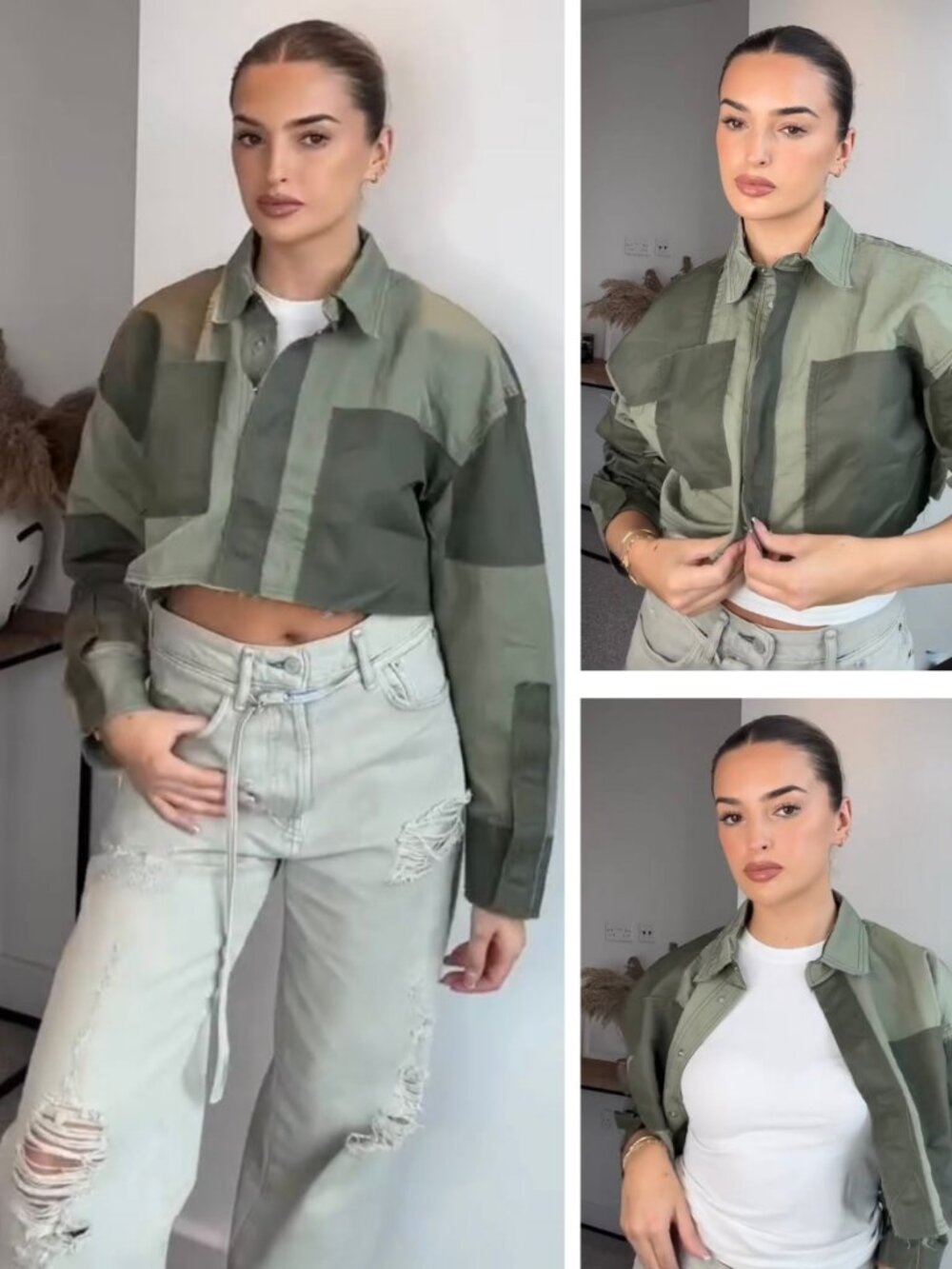 Zara Crop Patchwork Shirt